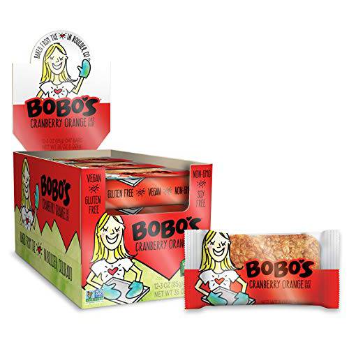 Bobo’s Oat Bars (Cranberry Orange, 12 Pack of 3 oz Bars) Gluten Free Whole Grain Rolled Oat Bars - Great Tasting Vegan On-The-Go Snack, Made in the USA