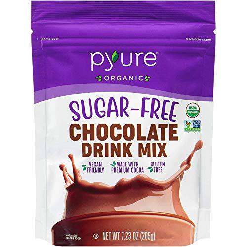 Organic Chocolate Drink Mix with Cocoa by Pyure | Sugar-Free, Keto, 1 Net Carb | 7.23 Ounce