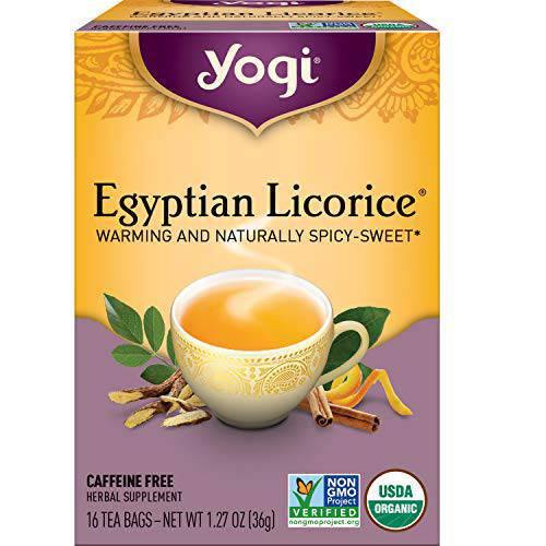 Yogi Tea - Egyptian Licorice Tea (4 Pack) - Warming and Naturally Spicy Sweet - Soothing and Caffeine Free - 64 Organic Herbal Tea Bags