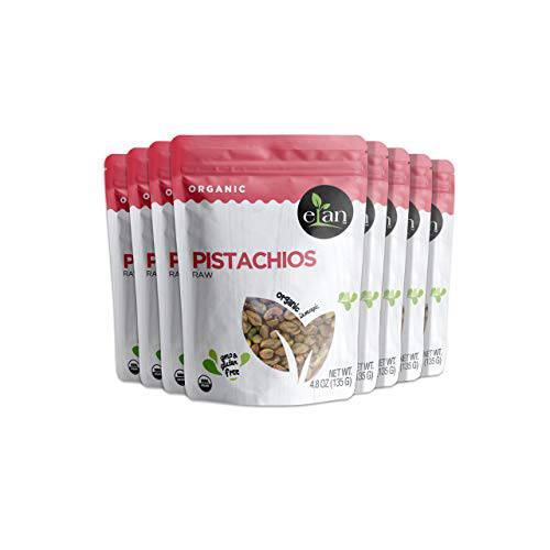 Elan Organic Raw Pistachios, Non-GMO, Vegan, Gluten-Free,4.8 Ounce (Pack of 8)