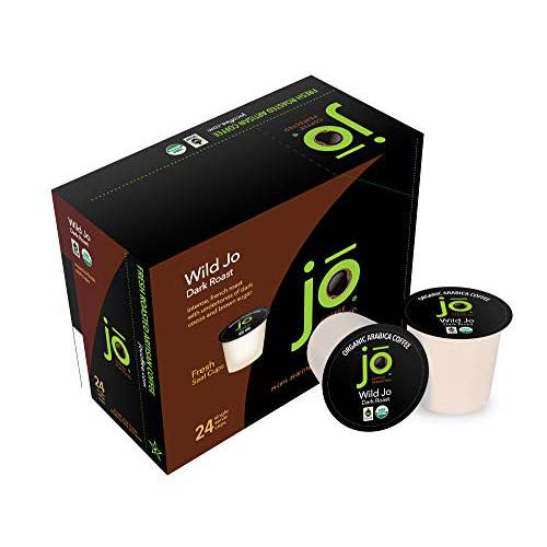 WILD JO: 96 Cups Dark French Roast Organic Coffee for Keurig K-Cup Compatible Brewers | Fresh Sealed Cups | Bold Strong Rich Wicked Good | Fair Trade Certified | Kosher | Non-GMO Gluten Free