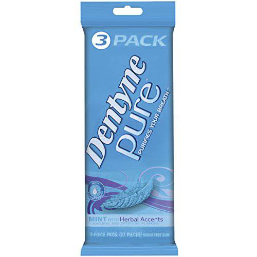 Dentyne Pure Sugar Free Gum (Mint with Herbal Accents 3 x 9 Piece Pack of 20)