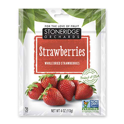 Stoneridge Orchards Whole Dried Strawberries - 4 oz | Non-GMO, Gluten Free, No Sulfites or Preservatives