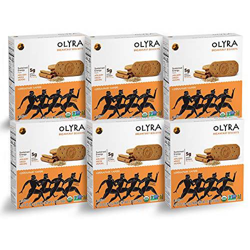 OLYRA Organic Breakfast Biscuits Cinnamon Tahini-Low Sugar High Fiber Plant Based Protein Cookies (6 Boxes)