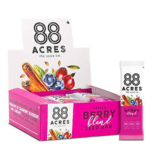 88 Acres Granola Bars | Triple Berry Crumble | Gluten Free, Nut-Free Oat and Seed Snack Bar | Vegan & Non GMO | 12 Pack