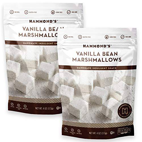 Hammond’s Candies Gourmet Marshmallows – Vanilla Bean | Great for Snacking, Hot Chocolate, S’mores, Baking | Gluten-Free, Kosher, Handcrafted in the USA | 2 Pack