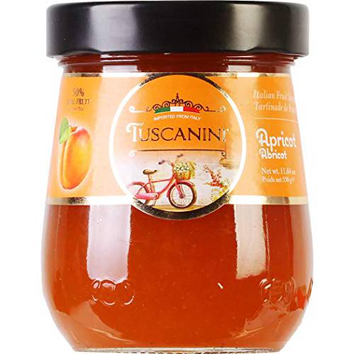 Tuscanini Premium Italian Apricot Preserves, 11.64 oz Jar, Spreadable Fruit Jam, No High Fructose Corn Syrup, No Preservatives, Non GMO, Gluten Free