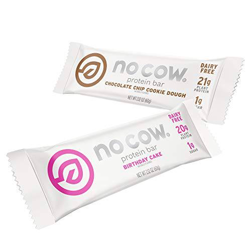 No Cow High Protein Bars, Sweet Tooth Combo Pack, 20g Plus Plant Based Vegan Protein, Keto Friendly, Low Sugar, Low Carb, Low Calorie, Gluten Free, Naturally Sweetened, Dairy Free, Non GMO, Kosher, 12 Pack