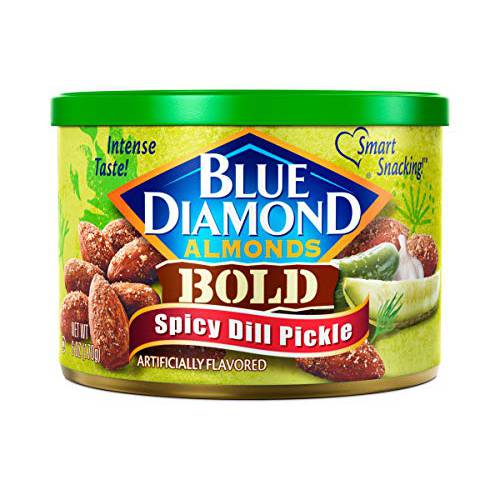 Blue Diamond Almonds Spicy Dill Pickle Flavored Snack Nuts, 6 Oz Resealable Can (Pack of 1)