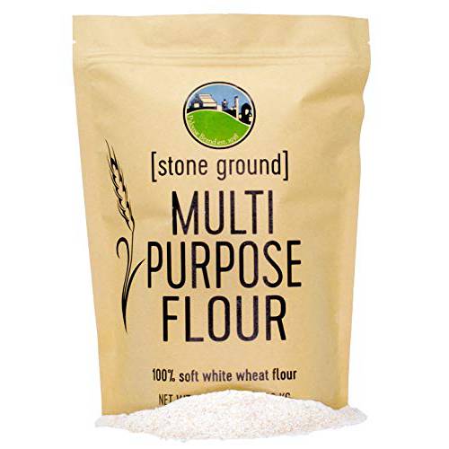 Soft White Whole Wheat Flour | All Purpose Flour | Non-GMO | 3 LBS | 100% Non-Irradiated | Kosher | USA Grown | Field Traced | Resealable Kraft Bag