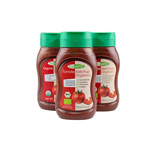 FRUSANO Set of 3 Organic Ketchup 10.1 fl oz | Low Fodmap, NO added Fructose, lactose and gluten free | USDA Organic Real Flavor Taste
