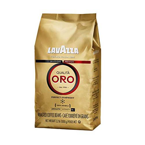 Lavazza Qualità Oro Whole Bean Coffee Blend, Medium Roast, 2.2-Pound Bag (Pack of 6) ,Full-bodied medium roast with sweet, aromatic flavor, Non-GMO, Value Pack