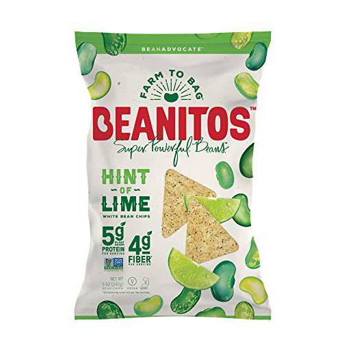 Beanitos Hint of Lime Bean Chips with Sea Salt Plant Based Protein Good Source Fiber Gluten Free Non-GMO Vegan Corn Free Tortilla Chip Snack 5 Ounce (Pack of 6)