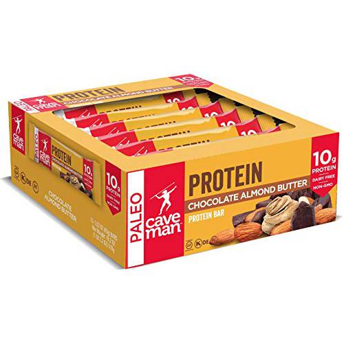 Caveman Foods Chocolate Almond Butter Protein Bar, 1.4 Ounce Bars, Box of 12