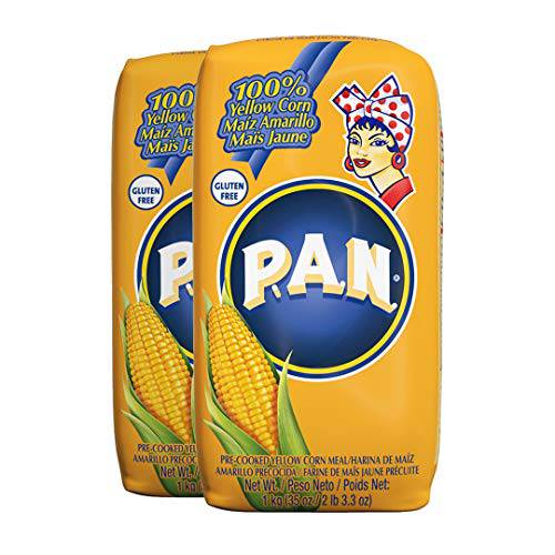 P.A.N. Yellow Corn Meal – Pre-cooked Gluten Free and Kosher Flour for Arepas (2.2 lb / Pack of 2)