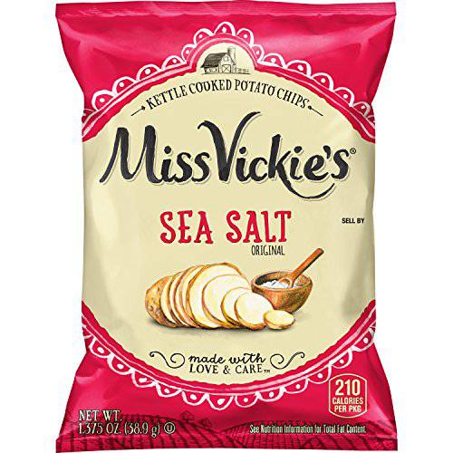 Miss Vickie’s Sea Salt Flavored Kettle Cooked Potato Chips, 1.375 Ounce (Pack of 64)