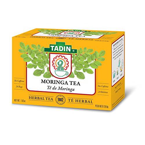 Tadin Moringa Herbal Tea, Caffeine Free, 24 Tea Bags Per Box, Pack of 6 Boxes Total