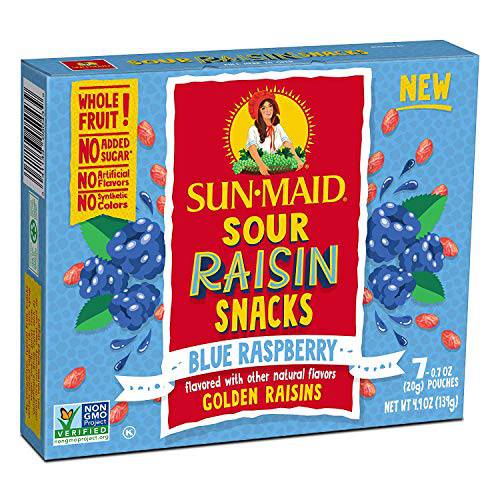 Sun-Maid Blue Raspberry Sour Raisin Snacks, 0.7 OZ, 7 CT (Pack of 3)