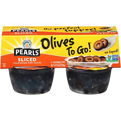 PEARLS Pearls Olives To Go Sliced Ripe Black Olives, 24 - 1.4 oz Cups, 33.6 oz