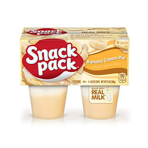 Snack Pack Banana Cream Pie Pudding Cups, 4 Count ( Pack of 12)