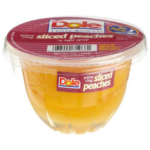 Dole Fruit Bowls Diced Peaches in 100% Juice, Gluten Free Healthy Snack, 7 Oz, 12 Total Cups