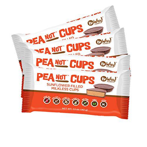 No Whey Foods - Large Chocolate PeaNot Butter Cups (4 Pack) - Peanut Free, Nut Free, Dairy Free, Soy Free, Vegan, Gluten Free