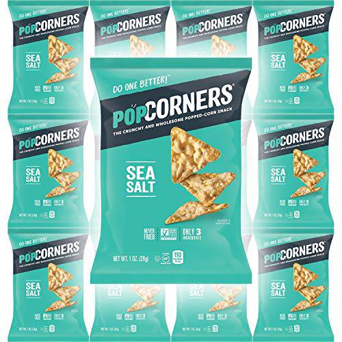 Popcorners Salt of the Earth, Crispy and Crunchy Popped Corn Chips, Gluten-Free Snack, 1oz Bag (Pack of 12, Total of 12 Oz)