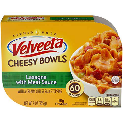 Velveeta Cheesy Bowls Lasagna with Meat Sauce & Creamy Cheese Sauce Topping Microwavable Meal (9 oz Tray)