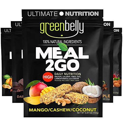 Greenbelly Backpacking Meals - Backpacking Food, Appalachian Trail Food Bars, Ultralight, Non-Cook, High-Calorie, Gluten-Free, Ready-to-Eat, All Natural Meal Bars (Variety, 5 Meals)