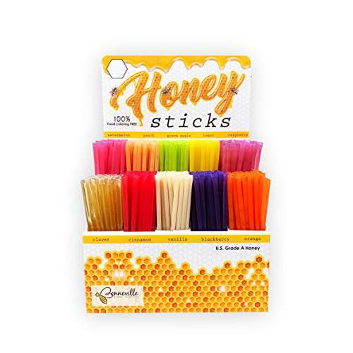 The Honey Jar - Traditional Honey Stick Retail Display with 500 Assorted Honey Sticks perfect for Gift Shop, Grocery Store, Boutique, Farmers Market