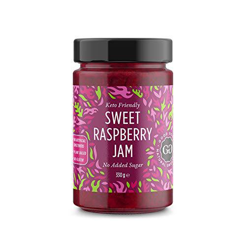 GOOD GOOD Sweet Raspberry Jam - Keto Friendly - Low Calorie without Added Sugars - Vegan - Gluten Free - Preserves - 12 Ounce (Pack of 1)
