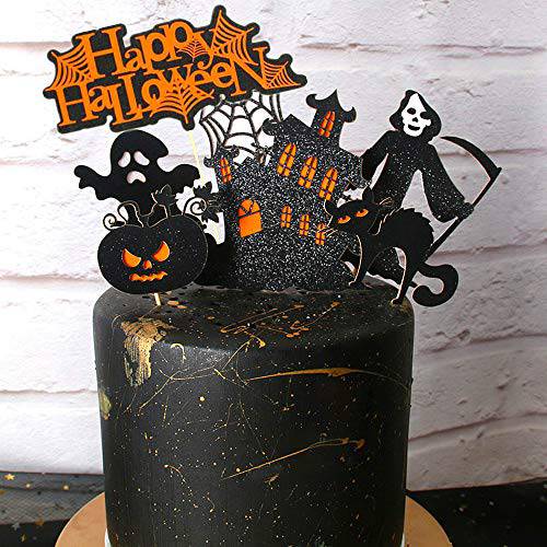 JeVenis 7 PCS Halloween Cake Topper Haunted House Cake Topper Bat Cake Decoration Ghost Cake Decoration