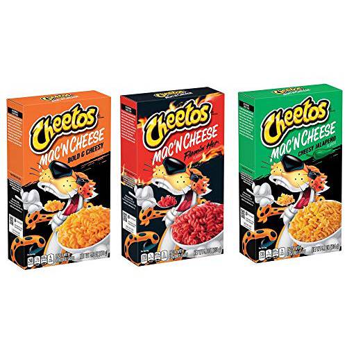 Cheetos Mac’n Cheese - 3 Pack Bundle - Cheesy Jalapeno Flavor 5.7 oz Box, Flamin Hot flavor 5.9 Oz box, and Bold & Cheesy Flavor 5.9 oz Box,