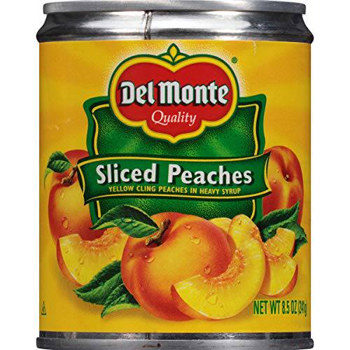 Del Monte Canned Sliced Peaches in Heavy Syrup, Yellow Cling, 8.5 Oz, Pack of 12