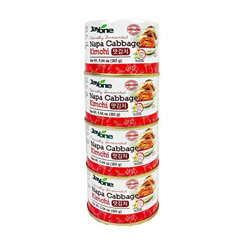 Korean Canned Kimchi, Napa Cabbage Kimchi, Naturally Fermented, Non-GMO, No preservatives, No additives- (5.64oz x 4)