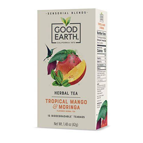 Good Earth Sensorial Blend All Natural Tropical Mango and Moringa Herbal Tea, 15 Count (Pack of 5)