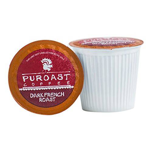 Puroast Low Acid Coffee Single-Serve Pods, Bold Organic French Roast, High Antioxidant, Compatible with Keurig 2.0 Coffee Makers, 12 Count (Pack of 6)