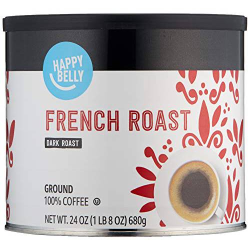 Amazon Brand - Happy Belly French Roast Canister Coffee, Dark Roast, 24 Ounce