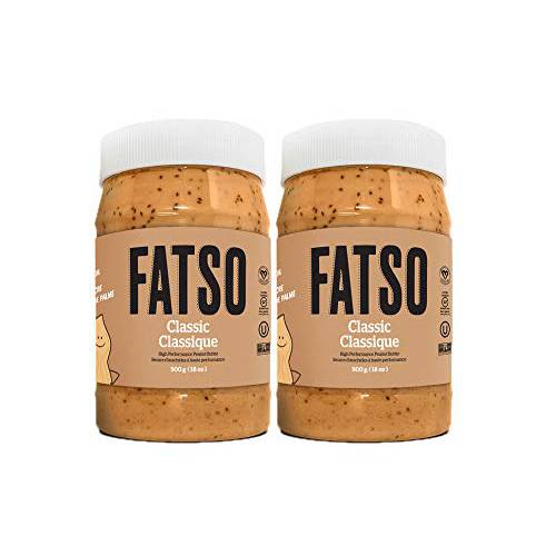 FATSO Classic Natural Peanut Butter - Vegan Nut Butter Spread w/ Plant-based Seeds & Superfats - Keto-friendly, Gluten-free & Sugar-free Protein Butter - (16oz Jar, 2 Pack)