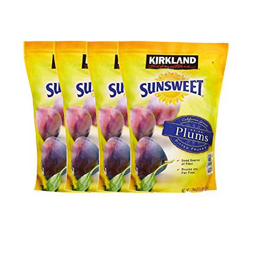 Kirkland Signature Sunsweet Whole Dried Plums, 3.5 lbs Per Pack, Good Source of Fiber (Pack of 4)