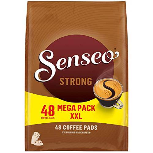 Senseo Strong Dark Roast Coffee Pods, 48 Count (Pack of 10) - Single Serve Coffee Pods Bulk Pack for Senseo Coffee Machine - Compostable Coffee Pods for Hot or Iced Coffee, Cold Brew Coffee