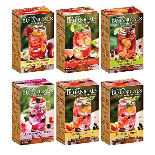 Bigelow Botanicals Cold Water Herbal Infusion Variety Pack, Caffeine Free, 18 Count (Pack of 6), 108 Total Tea Bags