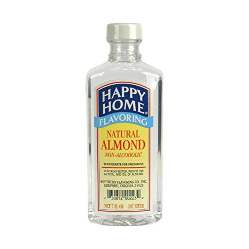 Happy Home Natural Almond Flavoring, Non-Alcoholic, Certified Kosher, 7 oz.