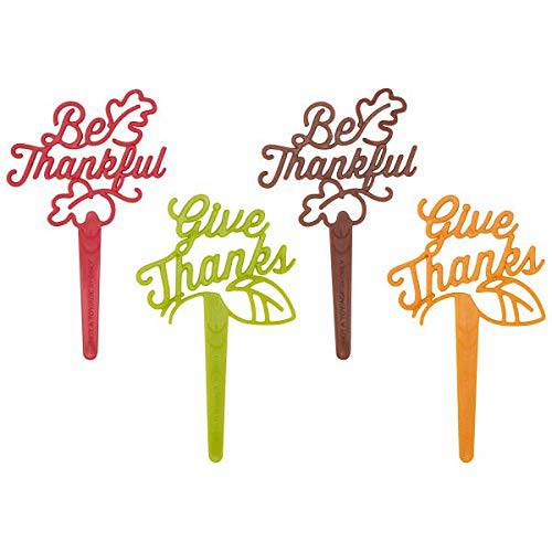 Be Thankful Give Thanks - Thanksgiving Cupcake Picks - 24 pc