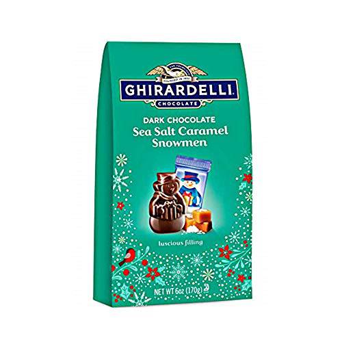 Ghirardelli Limited Edition Dark Chocolate Sea Salt Caramel Snowmen Holiday Bag