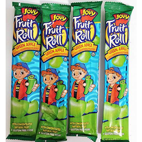 0.75oz Jovy Fruit Roll Snack, Green Apple (4 Packets Per Order)