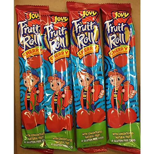 0.75oz Jovy Fruit Roll Snack, Cherry (4 Packets Per Order)