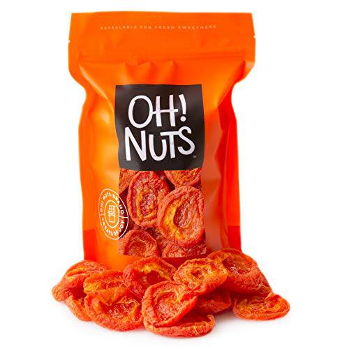 Oh Nuts Dried California Apricots - 1 LB Bulk | Fresh Dehydrated Natural Apricots, Sundried Unsweetened Dried Fruit for Snacking & Baking Healthy Snack | No Sugar Added, Non-GMO, Gluten-free