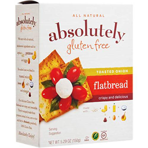 Absolutely Gluten Free Grain Free Toasted Onion Flatbread 5.29oz (3 Pack), Gluten Free, Dairy Free, No Soy, Corn or Rice , Certified Kosher