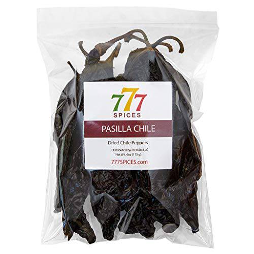 4oz Pasilla Negro Chilaca Dried Whole Chile Seco Peppers, Chili Pods for Authentic Mexican Food, Black Bell Pepper.